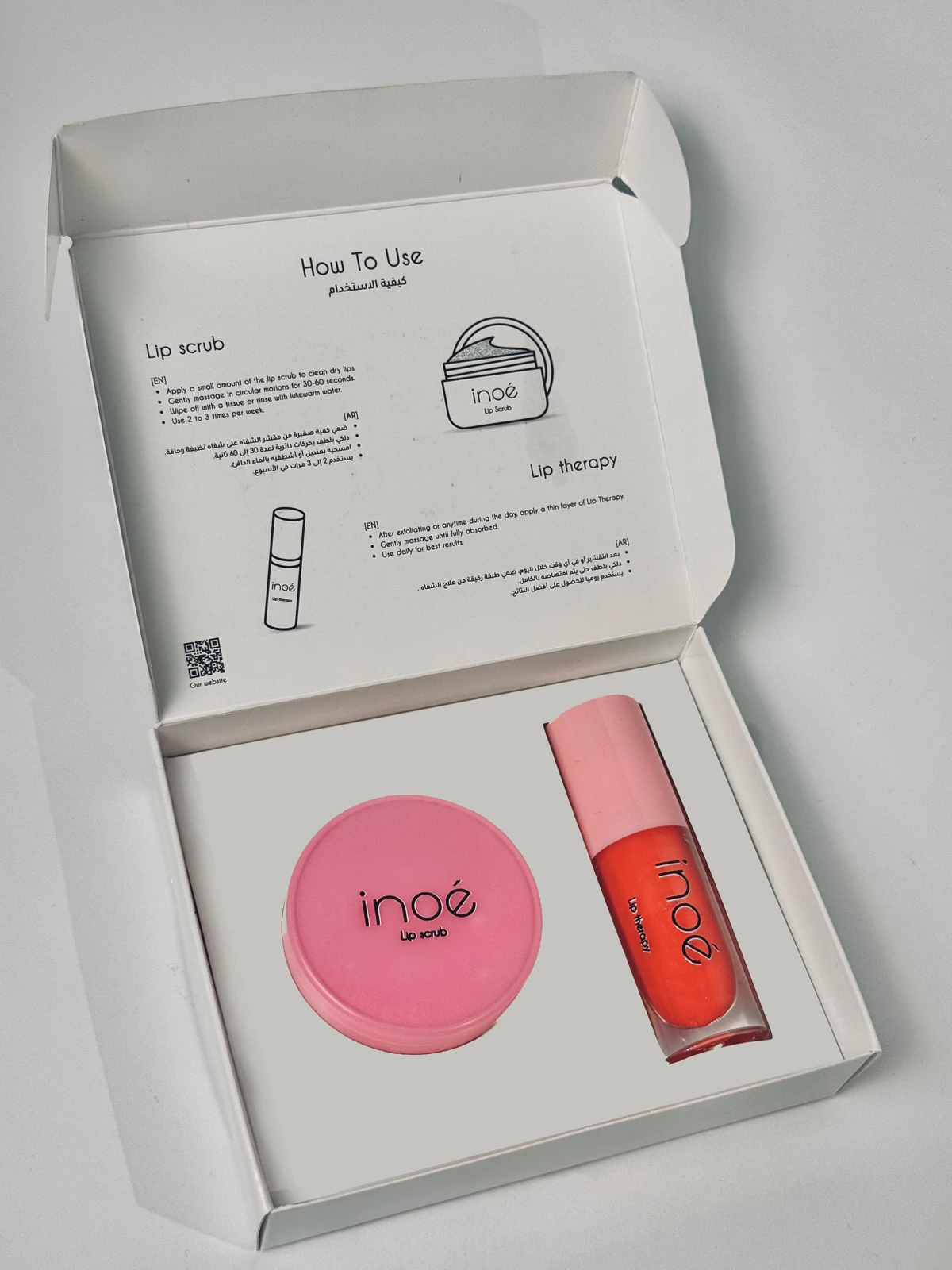 The Lip Care Duo inoé avec Lip Therapy et Lip Scrub